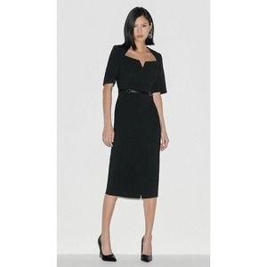 KAREN MILLEN Italian Stretch Pencil Dress Sz 8 Black